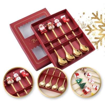 eCa LYZ4 Luxusná sada vianočných lyžičiek, 4 ks