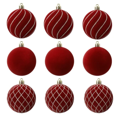 eCa BSN67 Luxusní sada vánočních baněk 9 ks, 8 cm, bordó
