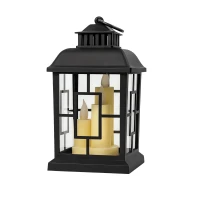 eCa LAMP54WZ1 Dekorační LED lucerna se svíčkami 23 cm, černá