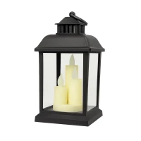 eCa LAMP54WZ2 Dekorační LED lucerna se svíčkami 23 cm, černá