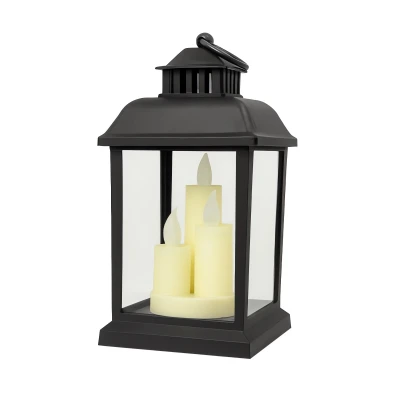 eCa LAMP54WZ2 Dekorační LED lucerna se svíčkami 23 cm, černá