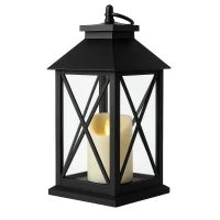 eCa LAMP56WZ1 Dekorační LED lucerna se svíčkou 30 cm, černá