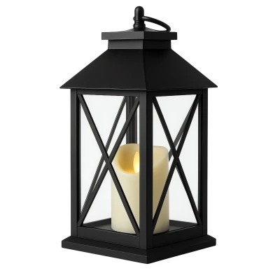 eCa LAMP56WZ1 Dekoratívny LED lampáš so sviečkou 30 cm, čierny