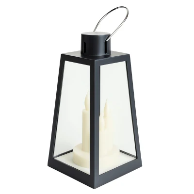 eCa LAMP55 Dekorační LED lucerna se svíčkami 22 cm, černá