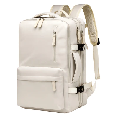 eCa PL175 Elegantní cestovní batoh / kabinové zavazadlo, USB, 27 l, 44 x 30 x 16/26 cm, béžová
