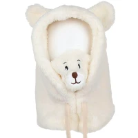 eCa CZ34WZ2 Zimná čiapka 2v1 s integrovaným komínom/šatkou, krémová