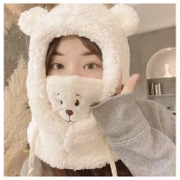 eCa CZ34WZ2 Zimná čiapka 2v1 s integrovaným komínom/šatkou, krémová