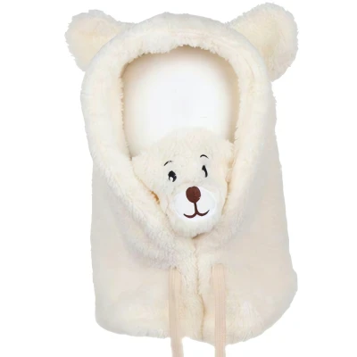 eCa CZ34WZ2 Zimná čiapka 2v1 s integrovaným komínom/šatkou, krémová