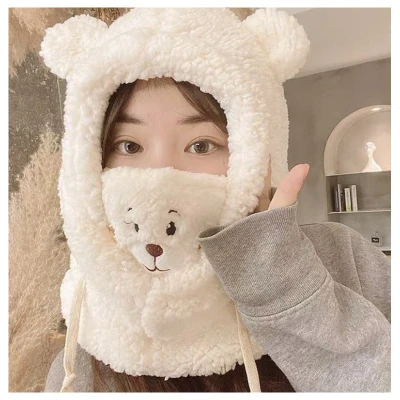 eCa CZ34WZ2 Zimná čiapka 2v1 s integrovaným komínom/šatkou, krémová