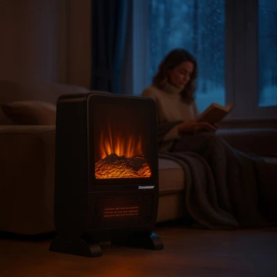 Kaminer 26317 Elektrický ohrievač s efektom kachlí na drevo, 2000 W