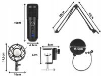 Verk 27598 Profesionálny štúdiový mikrofón s držiakom, USB, BM800 3.0M