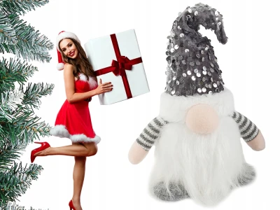 Verk 26244 Vianočný škriatok LED 28 cm, sivý