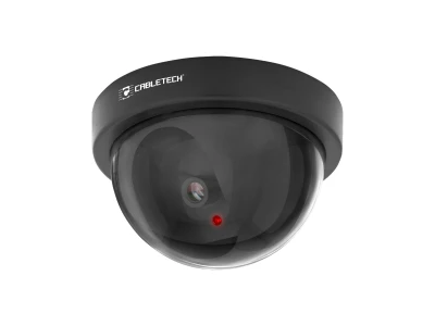 Cabletech URZ0990 Atrapa bezpečnostnej kamery okrúhla s LED diódou, čierna