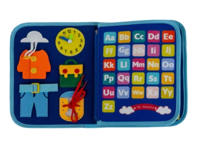 Kruzzel 26881 Montessori senzorická kniha, modrá