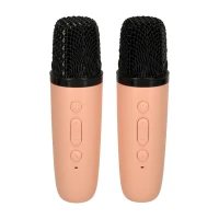 KIK KX3377 Karaoke Bluetooth reproduktor 6 W, 2x bezdrátový mikrofon, modrý