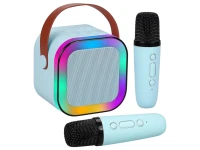 KIK KX3377 Karaoke Bluetooth reproduktor 6 W, 2x bezdrátový mikrofon, modrý
