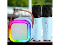 KIK KX3377 Karaoke Bluetooth reproduktor 6 W, 2x bezdrátový mikrofon, modrý