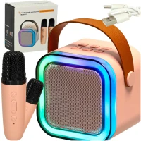 KIK KX3377 Karaoke Bluetooth reproduktor 6 W, 2x bezdrátový mikrofon, modrý