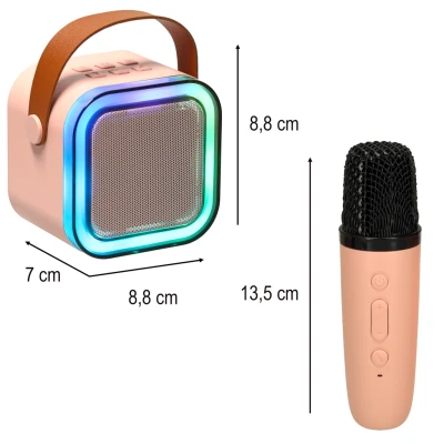 KIK KX3377 Karaoke Bluetooth reproduktor 6 W, 2x bezdrátový mikrofon, modrý