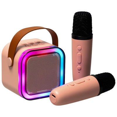 KIK KX3377 Karaoke Bluetooth reproduktor 6 W, 2x bezdrátový mikrofon, modrý
