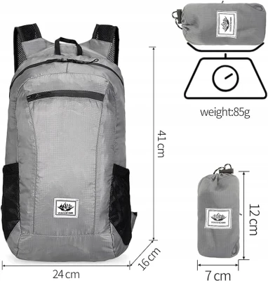 Pronett XJ5859 Lehký skládací batoh 20 L, černý