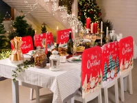 Verk 26267 Vánoční potah na židli Merry Christmas, červený vz.2