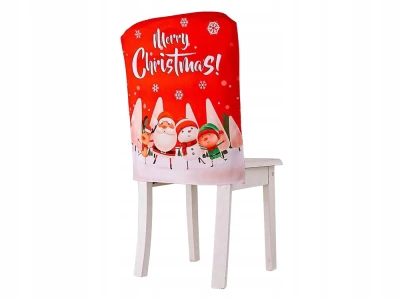 Verk 26267 Vánoční potah na židli Merry Christmas, červený vz.2