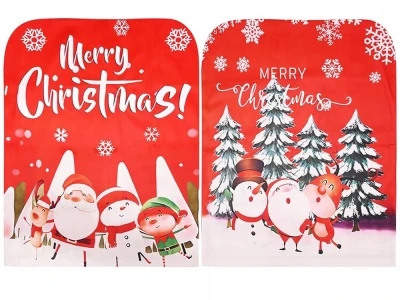 Verk 26267 Vánoční potah na židli Merry Christmas, červený vz.2