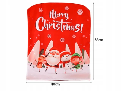 Verk 26267 Vánoční potah na židli Merry Christmas, červený vz.2