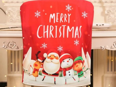Verk 26267 Vánoční potah na židli Merry Christmas, červený vz.2