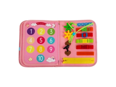 Kruzzel 26880 Montessori senzorická kniha 7 v 1, ružová