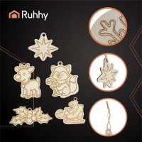 Ruhhy 26471 Sada dřevěných vánočních ozdob na vybarvení, 24 ks