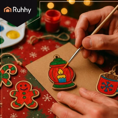 Ruhhy 26471 Sada dřevěných vánočních ozdob na vybarvení, 24 ks