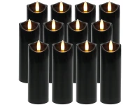 Ruhhy 26382 Sada LED svíček na baterie 15 cm, 12 ks, černé 