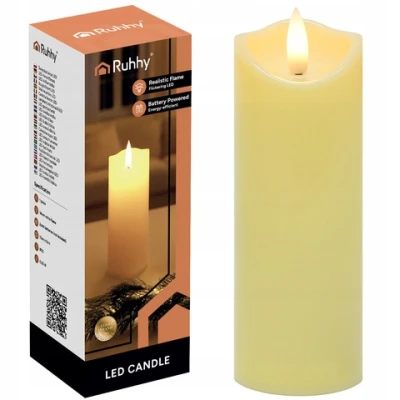Ruhhy 26484 LED svíčka na baterie 12,5 x 5 cm, béžová