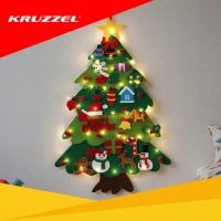 Kruzzel 26548 Plstěný vánoční stromeček s ozdobami a LED osvětlením, 100 cm