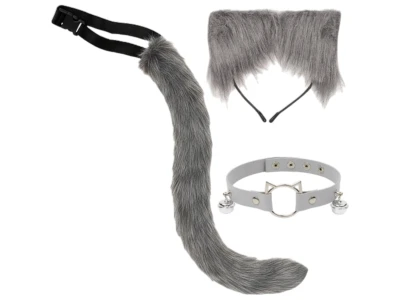 Ruhhy 26586 Kostým kočky dámský, 3dílný set, šedý