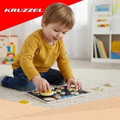 Kruzzel 26696 Drevená Montessori skladačka solárny systém