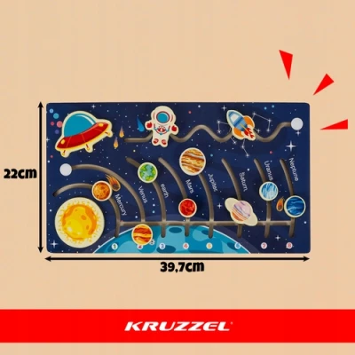 Kruzzel 26696 Drevená Montessori skladačka solárny systém