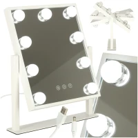 KIK KX3942 Kosmetické zrcadlo s LED osvětlením, 9 žárovek, USB, 25 x 30 cm