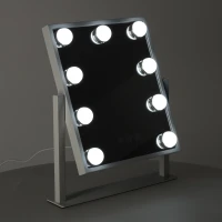 KIK KX3942 Kosmetické zrcadlo s LED osvětlením, 9 žárovek, USB, 25 x 30 cm