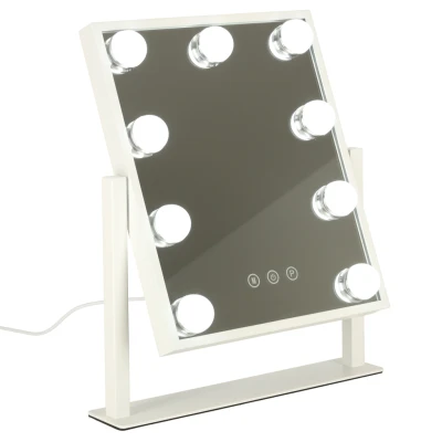 KIK KX3942 Kosmetické zrcadlo s LED osvětlením, 9 žárovek, USB, 25 x 30 cm