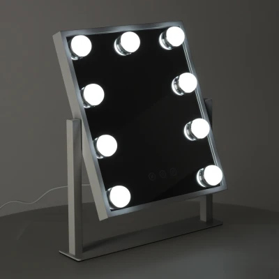 KIK KX3942 Kosmetické zrcadlo s LED osvětlením, 9 žárovek, USB, 25 x 30 cm