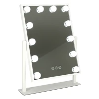 KIK KX3942 Kosmetické zrcadlo s LED osvětlením, 12 žárovek, USB, 30 x 40 cm