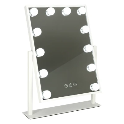 KIK KX3942 Kosmetické zrcadlo s LED osvětlením, 12 žárovek, USB, 30 x 40 cm