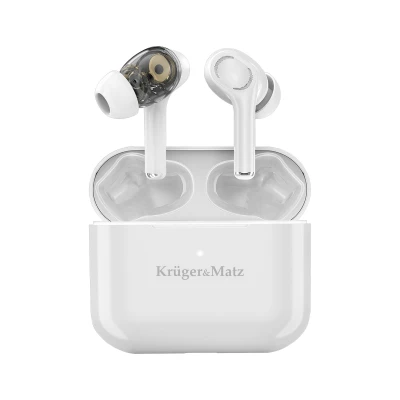 Kruger&Matz KMPM4 Bezdrôtové slúchadlá M4 PRO, Dual Driver TWS, Bluetooth 5.0, biele