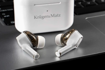 Kruger&Matz KMPM4 Bezdrôtové slúchadlá M4 PRO, Dual Driver TWS, Bluetooth 5.0, biele