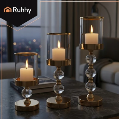 Ruhhy 26487 Sada svietnikov Glamour, 3 ks, zlatá