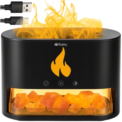 Ruhhy 26417 Aroma difuzér a zvlhčovač vzduchu s efektem krbu 250 ml, černý