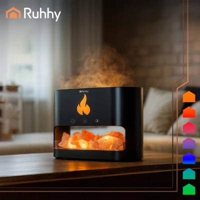 Ruhhy 26417 Aroma difuzér a zvlhčovač vzduchu s efektem krbu 250 ml, černý